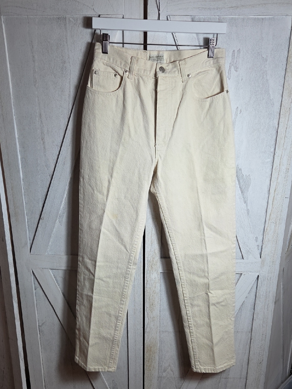 Banana Republic 100% Cotton Cream Straight Leg Jeans Size 8